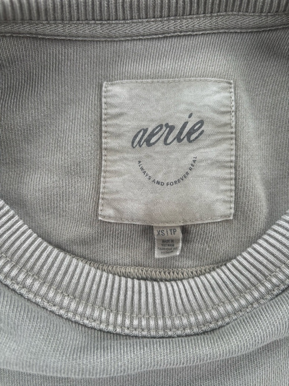 Aerie REAL Crew Oversized Sweatshirt - Olive Green - XS - Picture 6 of 9